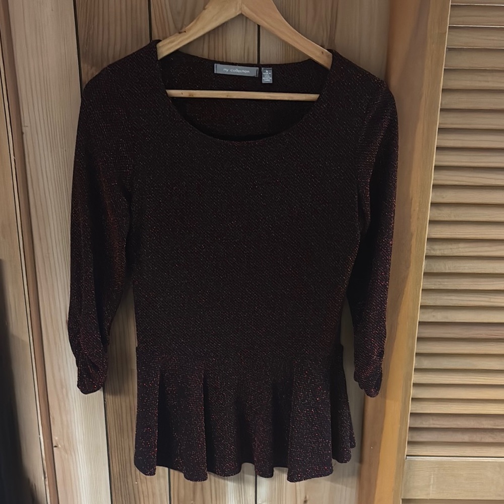NY Collection Black Peplum Blouse
